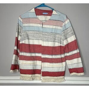 J.McLaughlin Boho‎ Blazer Cardigan Women's Medium Lightweight Open Fringe